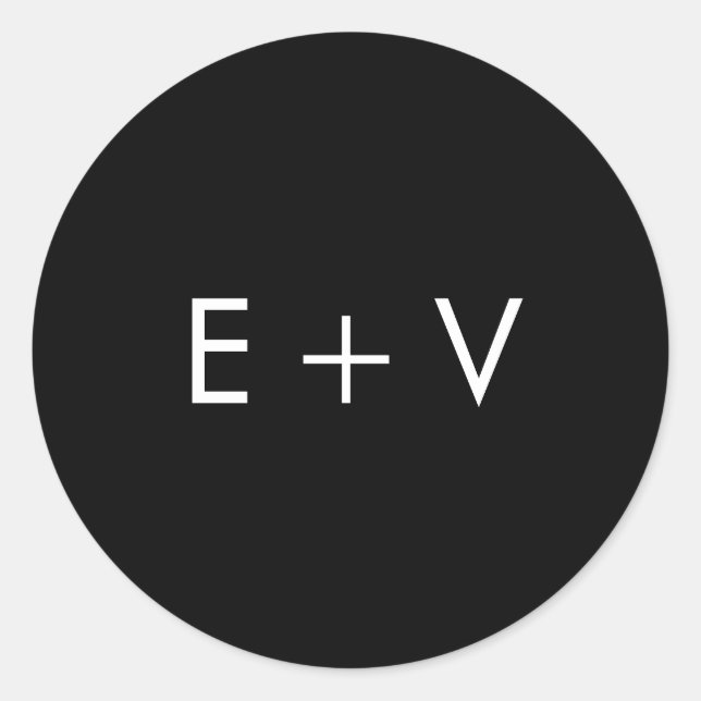 Adesivo Redondo Casamento por Monograma Negro Moderno (Frente)