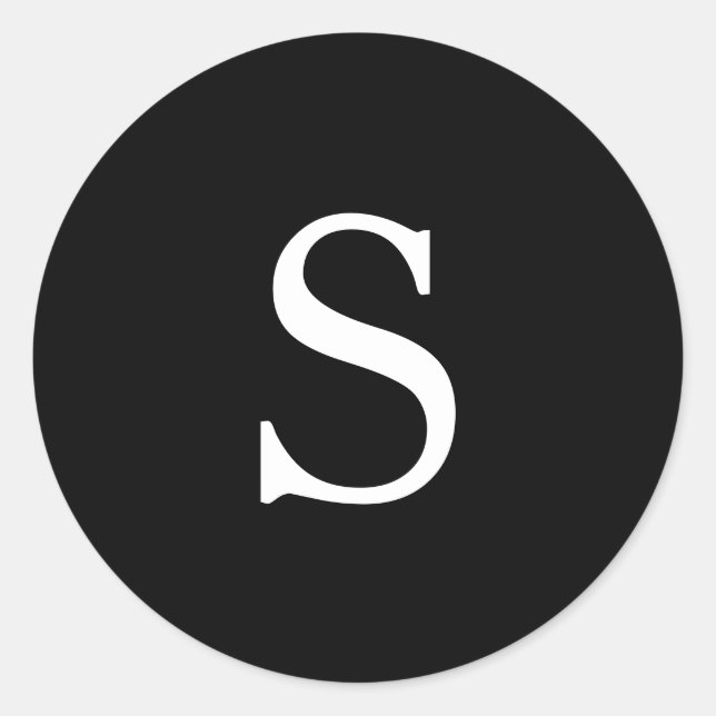 Adesivo Redondo Casamento por Monograma Negro Moderno (Frente)