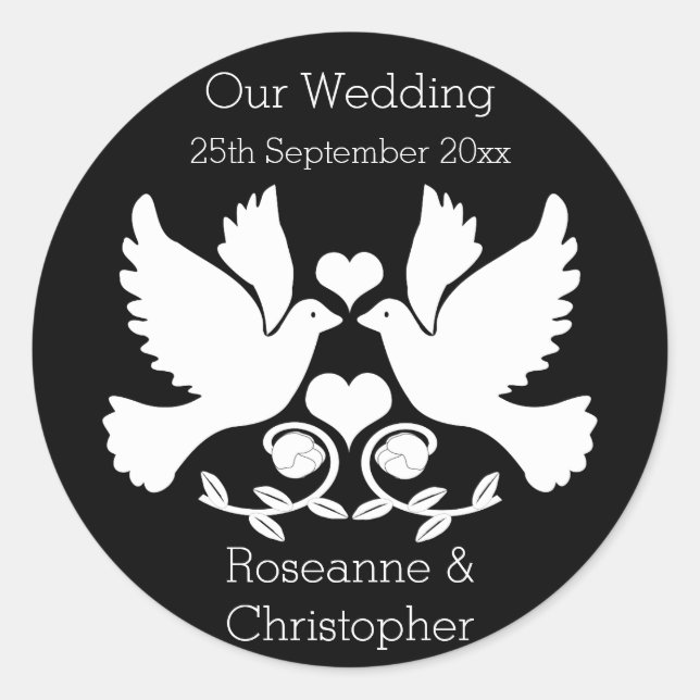 Adesivo Redondo Casamento Preto E Branco (Frente)