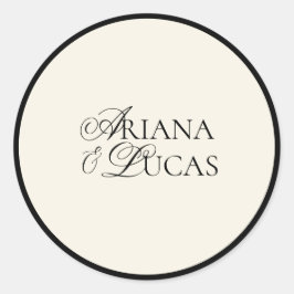 Adesivo Redondo Casamento Preto e Branco com Script Minimalista Mo