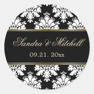 Adesivo Redondo Casamento preto e branco de Damak