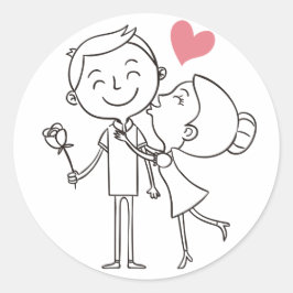 Adesivo Redondo Casamento Preto e Branco do Coração da Noite de Am