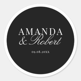 Adesivo Redondo Casamento Preto e Branco Elegante e Sofisticado