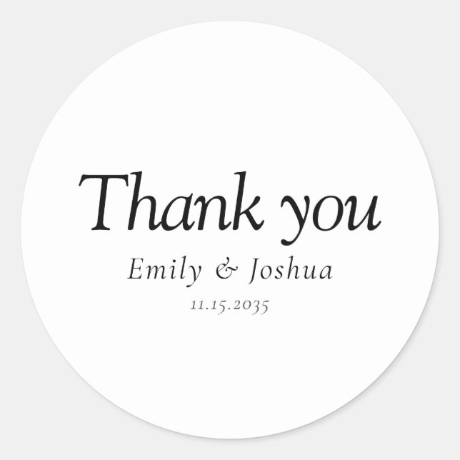 Adesivo Redondo Casamento preto e branco moderno (Frente)