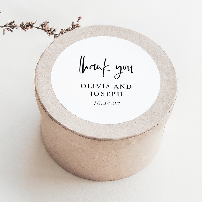 Adesivo Redondo Casamento preto e branco moderno (Criador carregado)