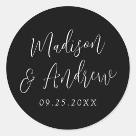 Adesivo Redondo Casamento Preto e Branco Personalizado com Letra S