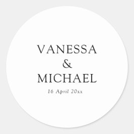 Adesivo Redondo Casamento preto e branco simples