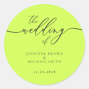 Adesivo Redondo Casamento Preto Jet Lime Ciber Minimal Script