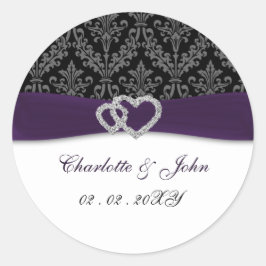 Adesivo Redondo Casamento Purple Damask Diamante