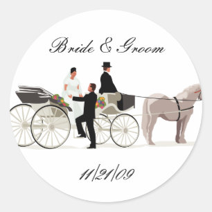 Adesivo Redondo Casamento puxado a cavalo elegante feito sob