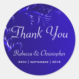 Adesivo Redondo Casamento Real Azul Elegante Obrigado