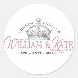 Adesivo Redondo Casamento real de William & de Kate