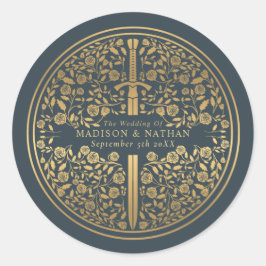 Adesivo Redondo Casamento Real Medieval da cinza