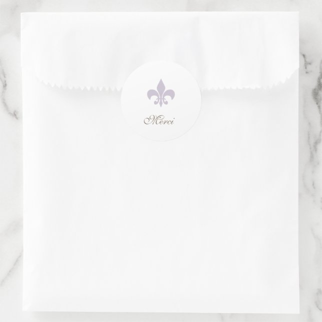 Adesivo Redondo Casamento Regency Purple French Fleur de Lis Merci (Bolsa)