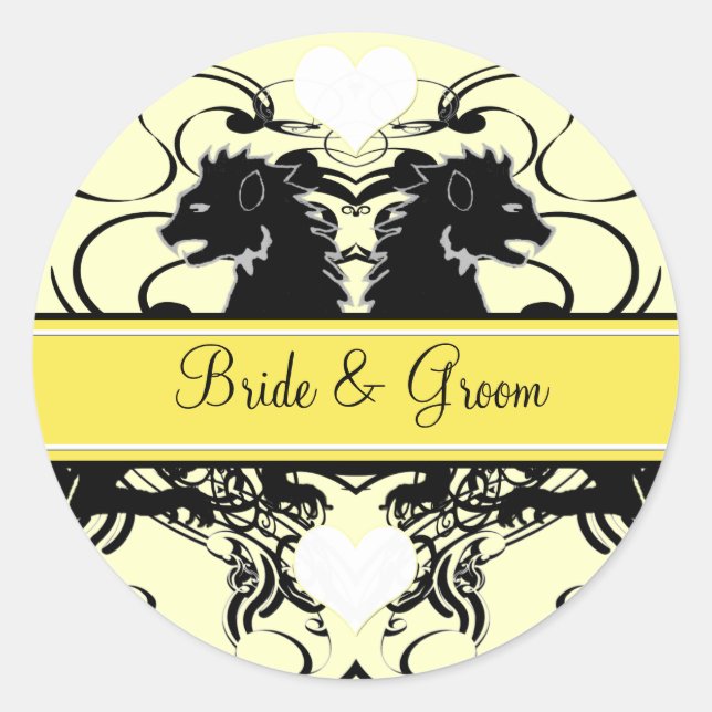 Adesivo Redondo Casamento Renascentista Lion Rampant (Frente)