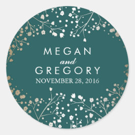 Adesivo Redondo Casamento Respiratório do Bebê de Ouro