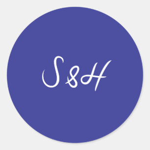 Adesivo Redondo Casamento Retro La Dolce Vita Cobalt Blue Boho