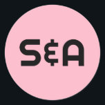 Adesivo Redondo Casamento Retro Monograma De Pastel Rosa<br><div class="desc">Aproveite esta elegância retrógrada moderna com esta divertida design brilhante com fontes clássicas e uma bela paleta de cores.</div>