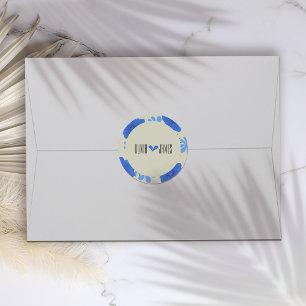 Adesivo Redondo Casamento Romântico Azul Floral