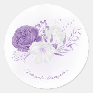 Adesivo Redondo casamento romântico branco e roxo
