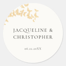 Casamento Romântico de Borboletas Douradas de Mode