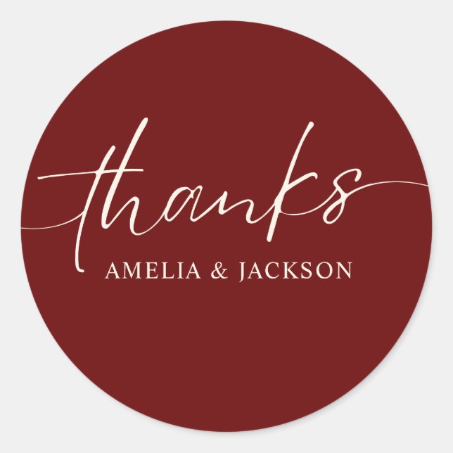 Adesivo Redondo Casamento Romântico de cobre vermelho (Frente)