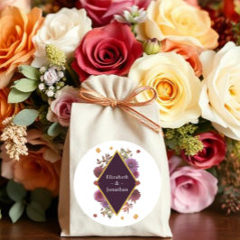 Adesivo Redondo Casamento Romântico de Dahlia de outono