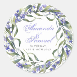 Adesivo Redondo Casamento Romântico de Eucalipto & Lavanda