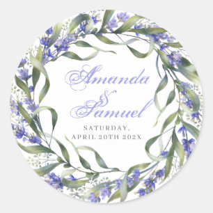 Adesivo Redondo Casamento Romântico de Eucalipto & Lavanda