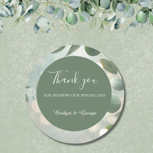 Adesivo Redondo Casamento Romântico de Sage Verde Eucalyptus