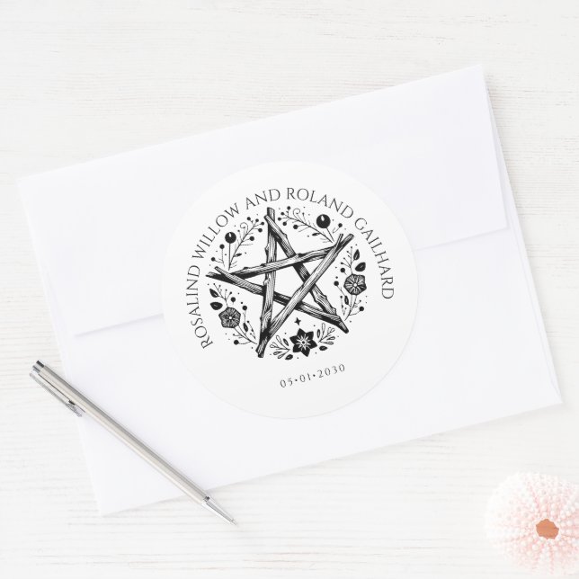 Adesivo Redondo Casamento Romântico Pagan Wicca (Envelope)