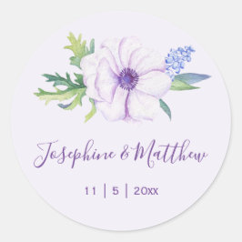 Adesivo Redondo Casamento Roxo Anemone Hyacinth Spring