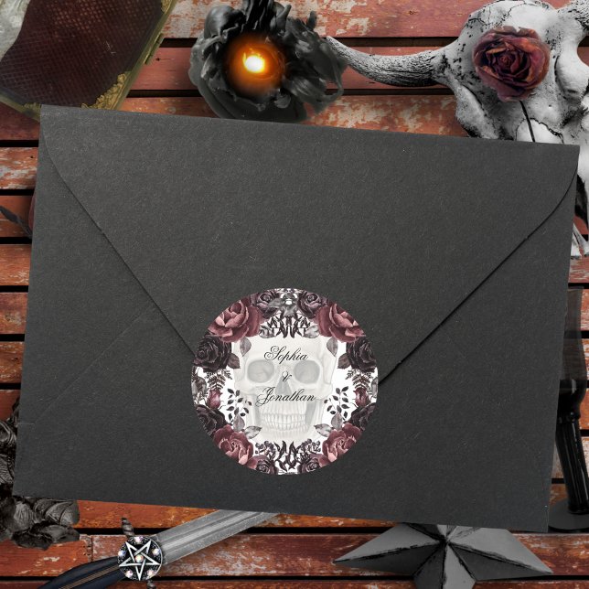 Adesivo Redondo Casamento Roxo E Negro Escuro (Criador carregado)