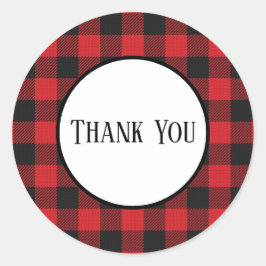 Adesivo Redondo Casamento Russo da Xadrez de Buffalo Negro Vermelh