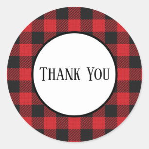 Adesivo Redondo Casamento Russo da Xadrez de Buffalo Negro Vermelh