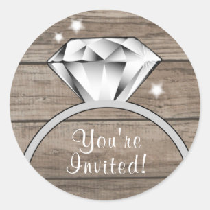 Adesivo Redondo Casamento russo de madeira Diamond Ring Você est