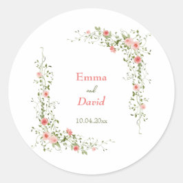 Adesivo Redondo Casamento Russo de Rosas Rosa Botânica