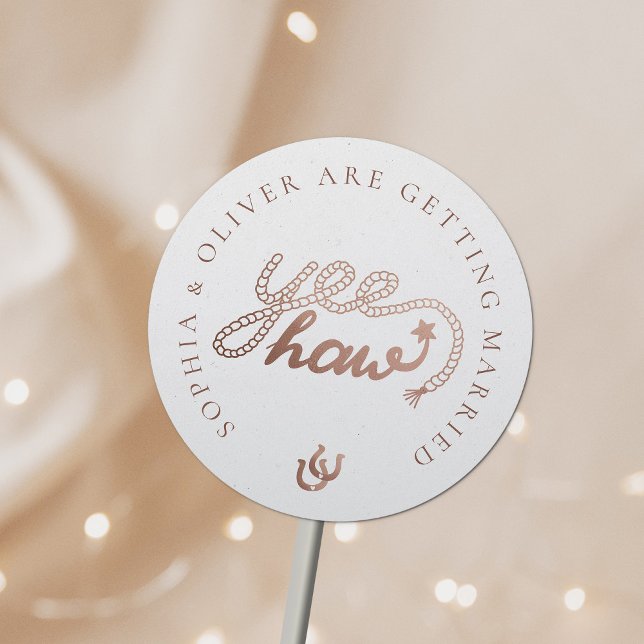 Adesivo Redondo Casamento Russo do País do Cowboy Ocidental (Criador carregado)