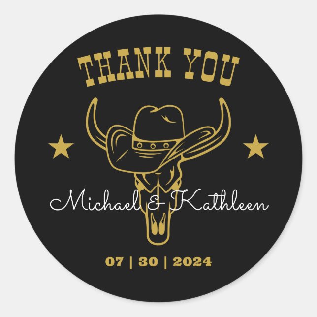 Adesivo Redondo Casamento Russo Do País Russo Do Cowboy Bull Do Oe (Frente)