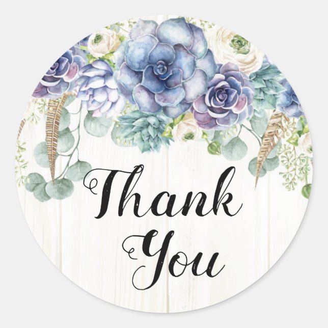 Adesivo Redondo Casamento Russo Eucalyptus Boho Chic Succulent (Frente)