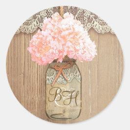 Adesivo Redondo Casamento Russo Floral de Hydrangea Pink