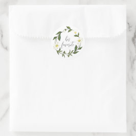 Adesivo Redondo Casamento Russo Floral de Margarida Branca