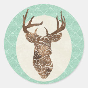 Adesivo Redondo Casamento Russo por País Elegante Deer Antlers