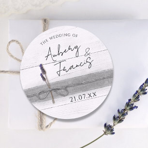Adesivo Redondo Casamento Rustic Boho Burlap Lavanda Wildflower