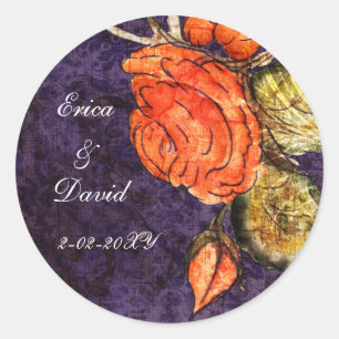 Adesivo Redondo Casamento Rustic Chic Purple Rosa