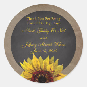 Adesivo Redondo Casamento Rustic Country Sunflower