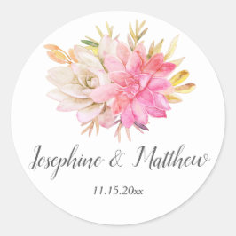 Adesivo Redondo Casamento Rustic Desert Succulents