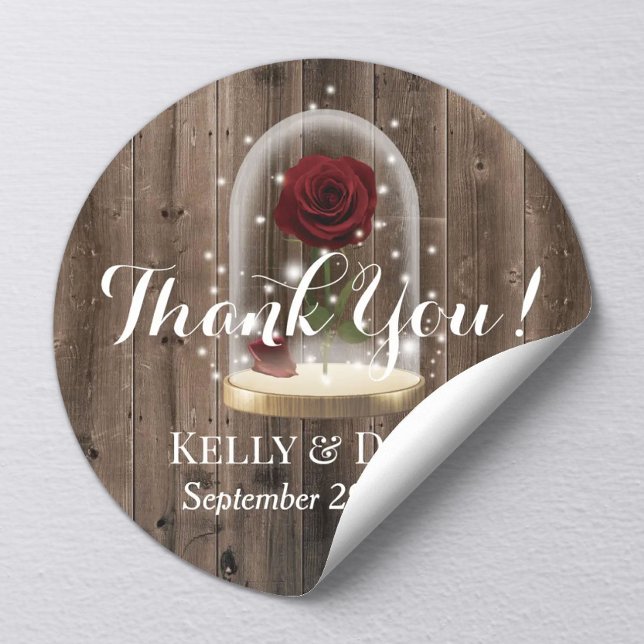 Adesivo Redondo Casamento Rustic Fairytale Princess Rosa Dome (Criador carregado)