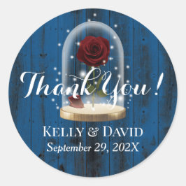 Adesivo Redondo Casamento Rustic Fairytale Rosa Glass Dome Marinho