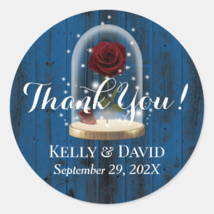 Adesivo Redondo Casamento Rustic Fairytale Rosa Glass Dome Marinho